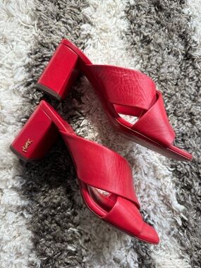 Saint Laurent lou lou leather mules